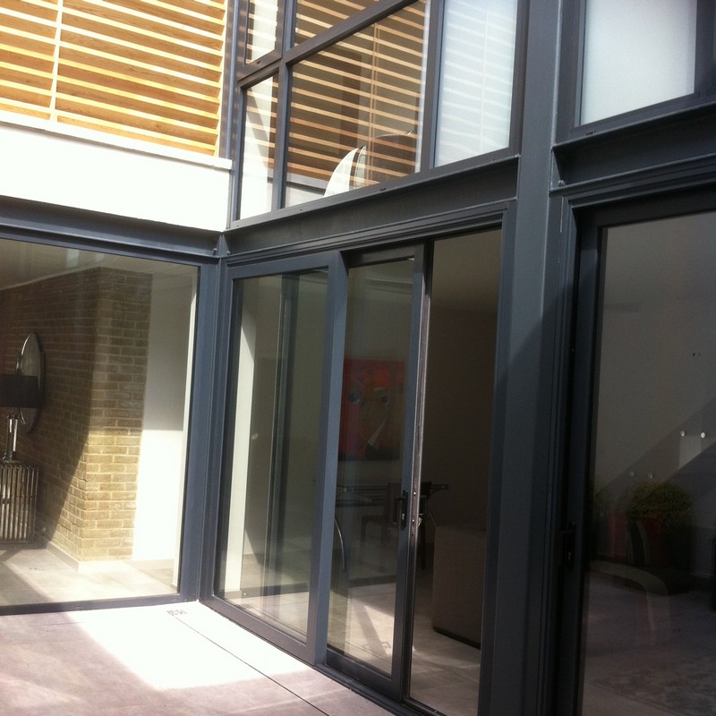 Anthracite aluminium sliding patio doors fitted in Ascot