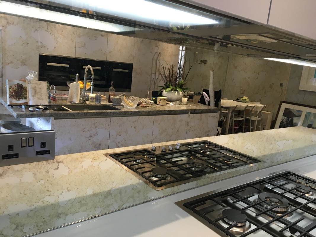 Mirror glass splashback in Ascot luxury kitchen